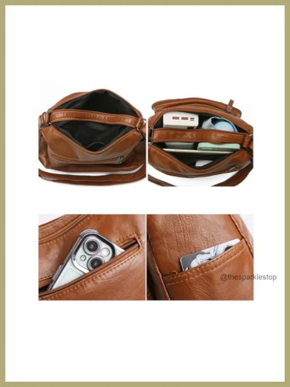 Faux Leather Tassel Crossbody Bag with Adjustable Strap and Multiple Pockets