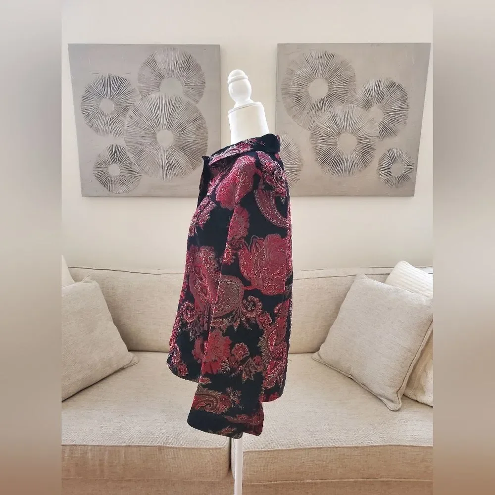 Chico's Paisley Floral Jacquard Blazer Sz Lg