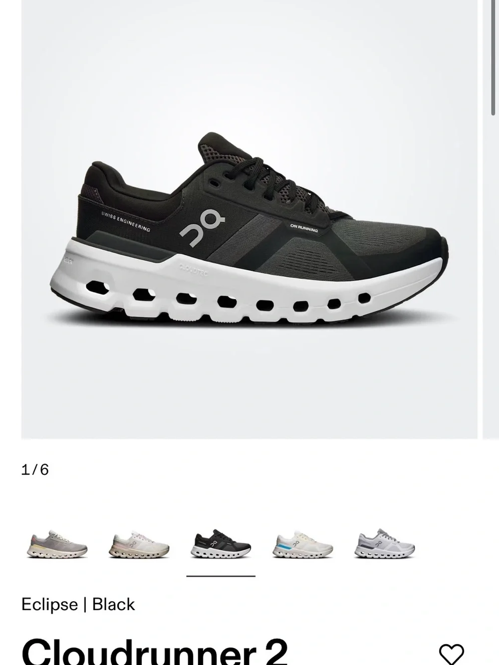 On Running Cloudrunner 2 Women’s Sneakers — Black and White