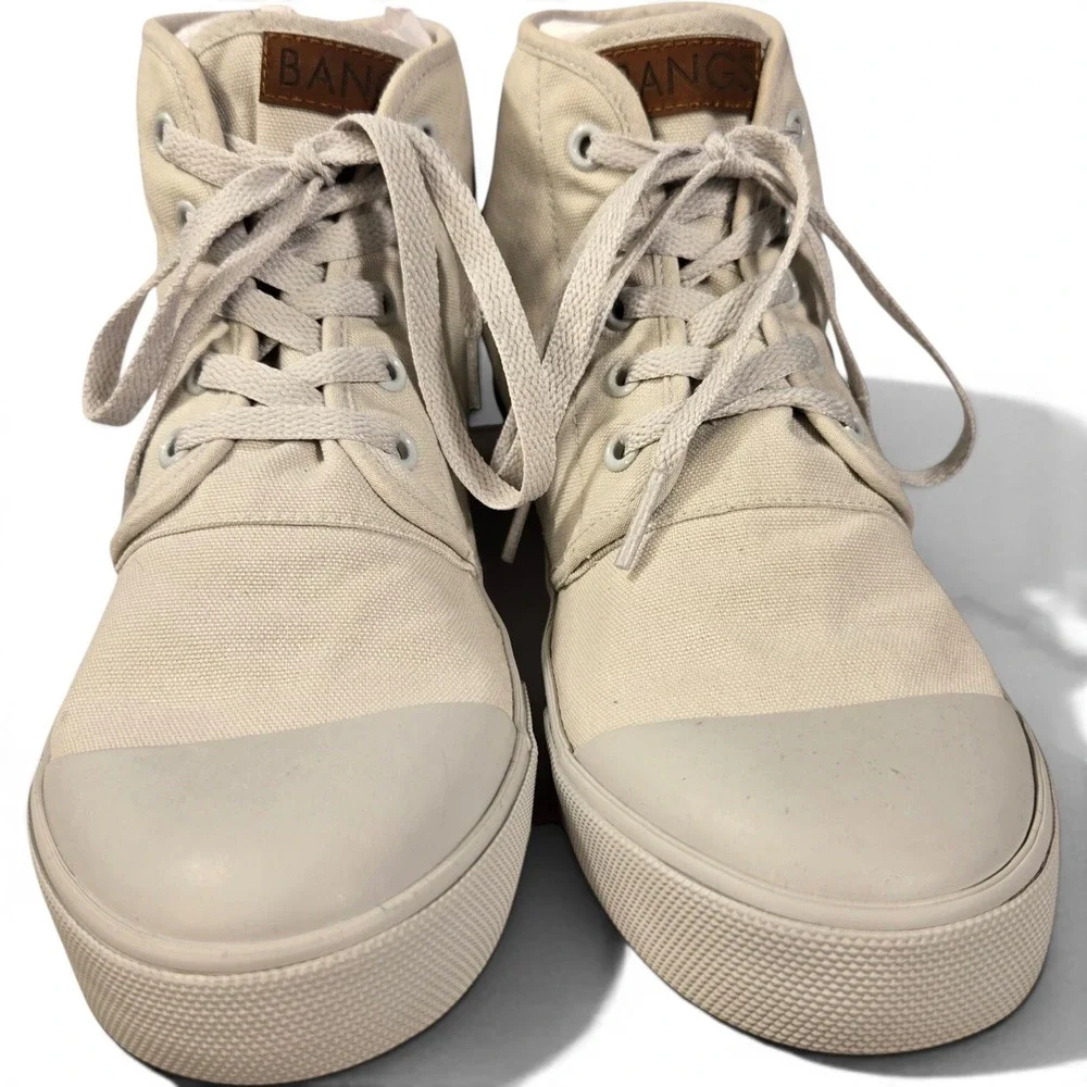 BANGS Shoes High Top Canvas Sneakers Grey Cactus Succulent Embroidery Womens 7‎