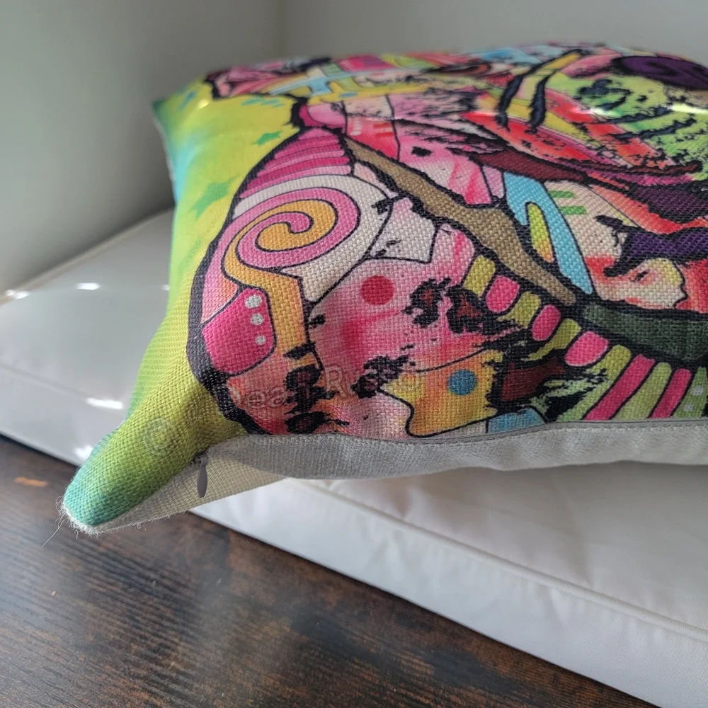 Dog Design Colorful Dog Print Throw Pillow cover