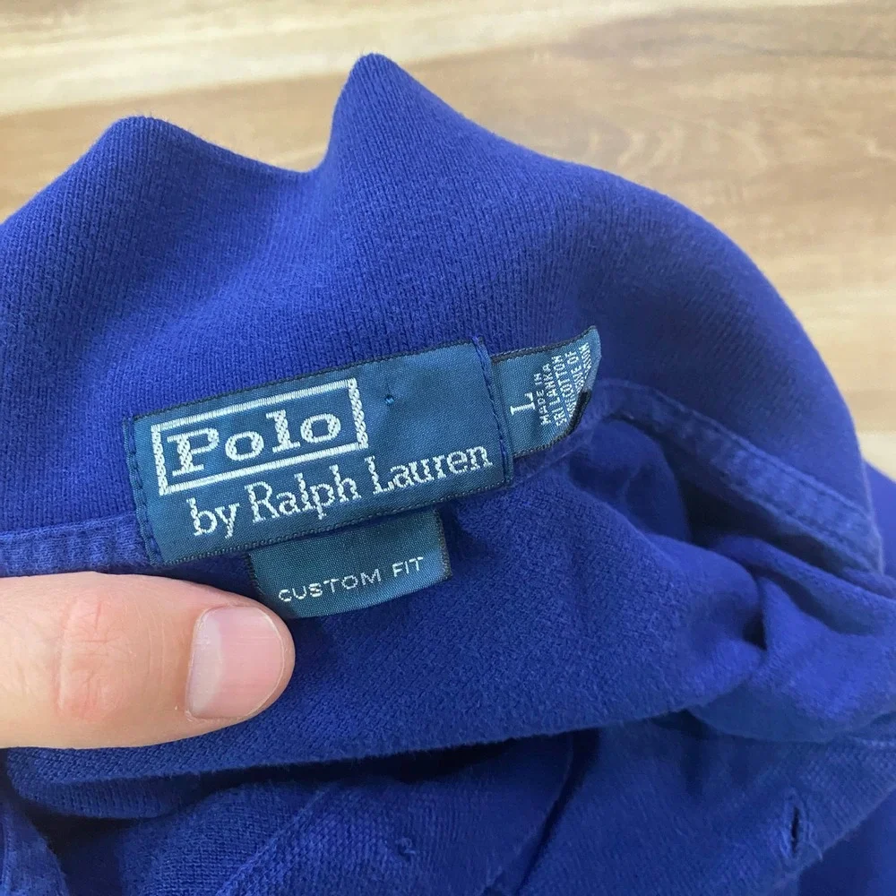 Polo Ralph Lauren Polo Shirt Large Monogram RLC Cotton Custom Fit Blue