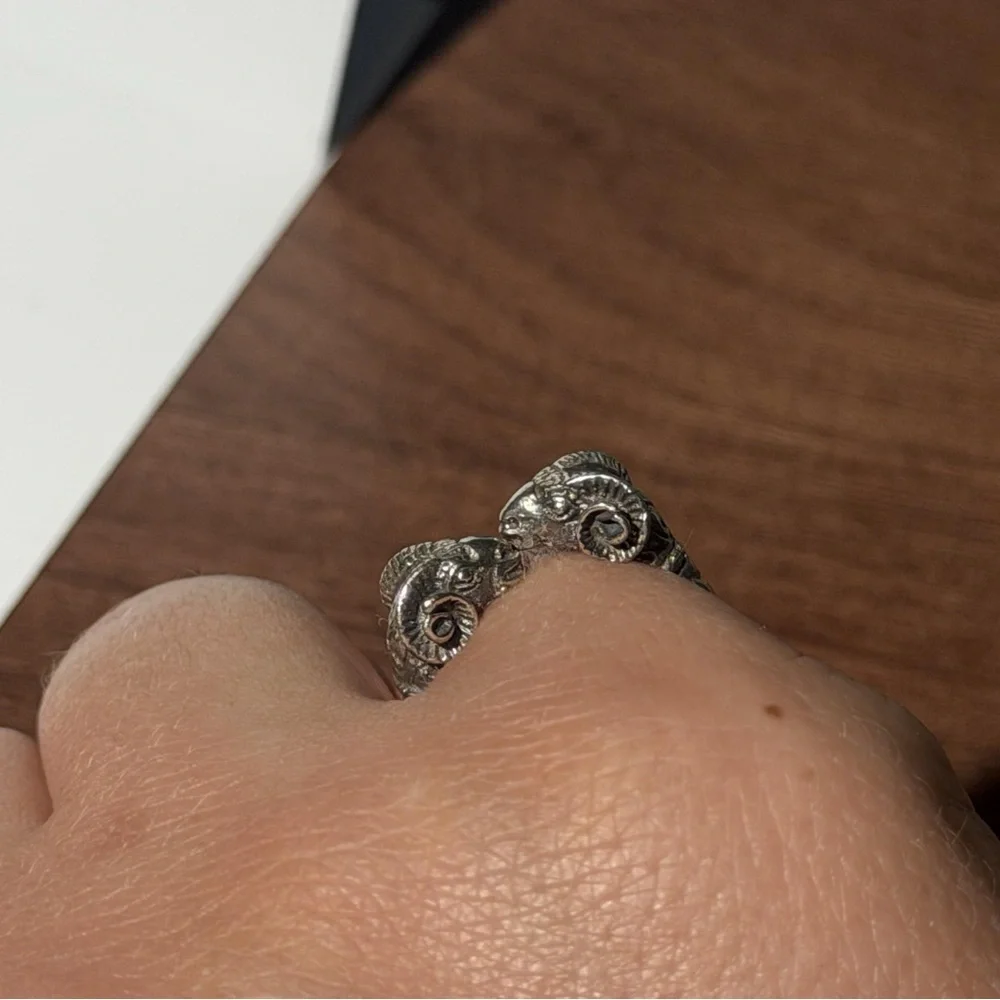 Vintage 925 Sterling Silver Ram Ring Adjustable
