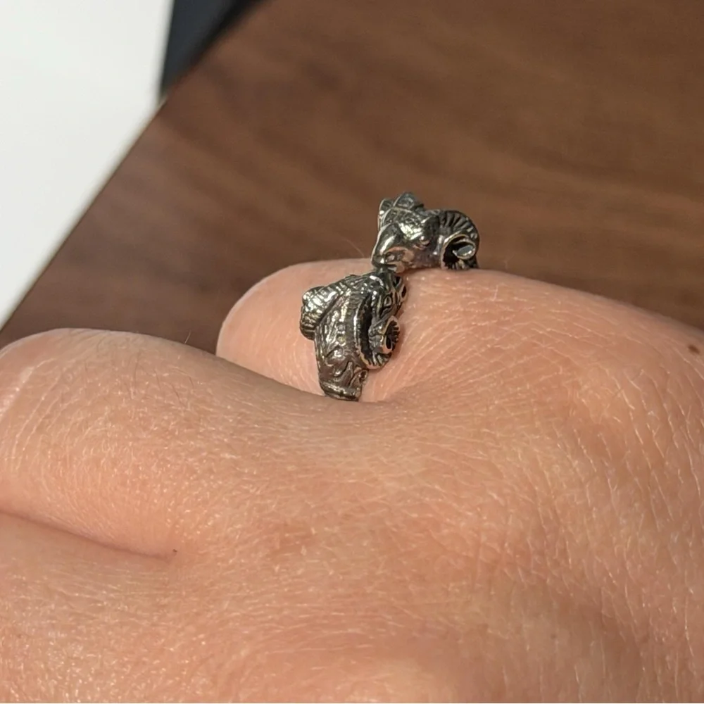 Vintage 925 Sterling Silver Ram Ring Adjustable