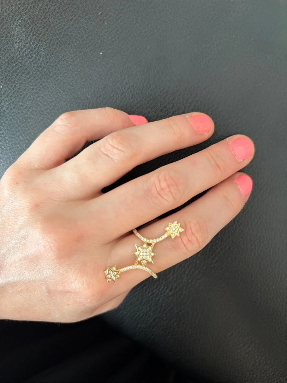 Gold Star Triple-Row Ring - Women Jewelry