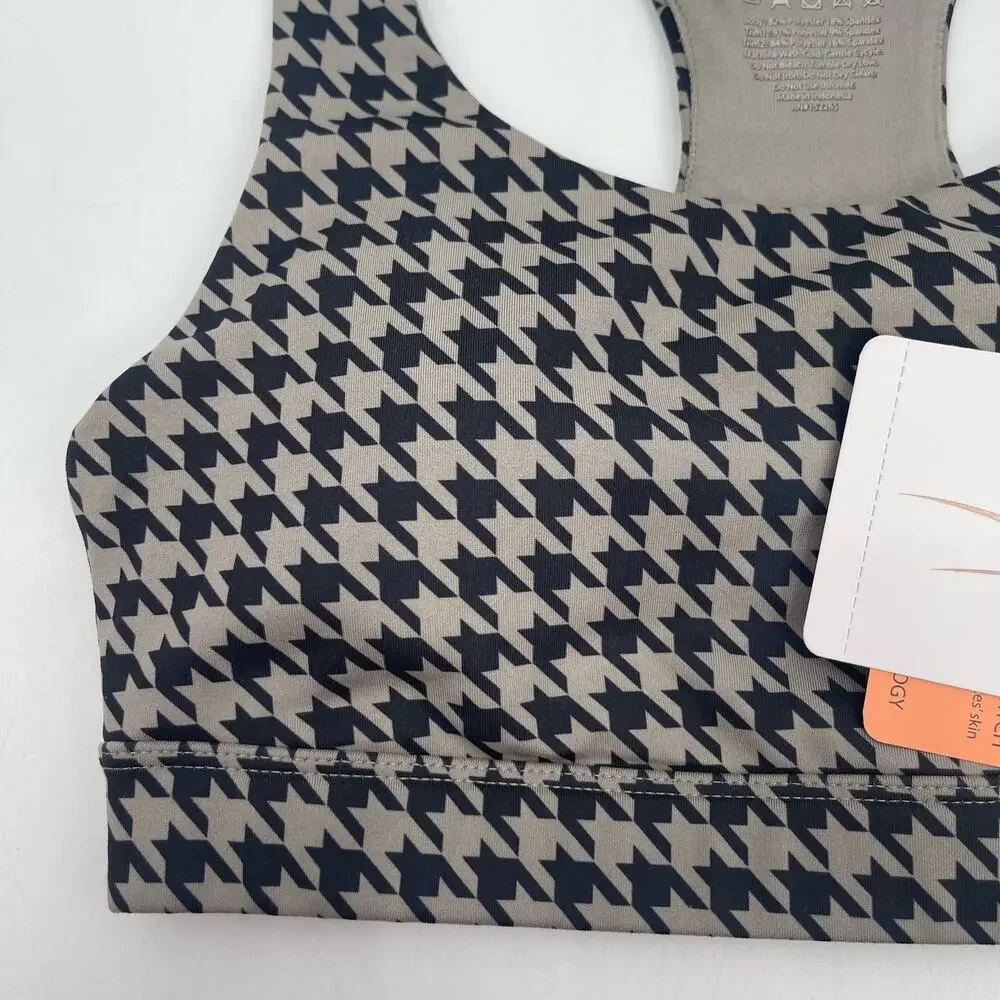 GOTTEX Sports Bra Size Extra Small Houndstooth NWT Black Athletic Gym Fitness