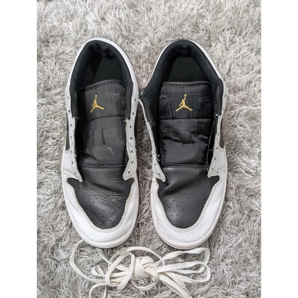 Air Jordan 1 Low Black White Gold 553558-123 Mens Sneakers‎
