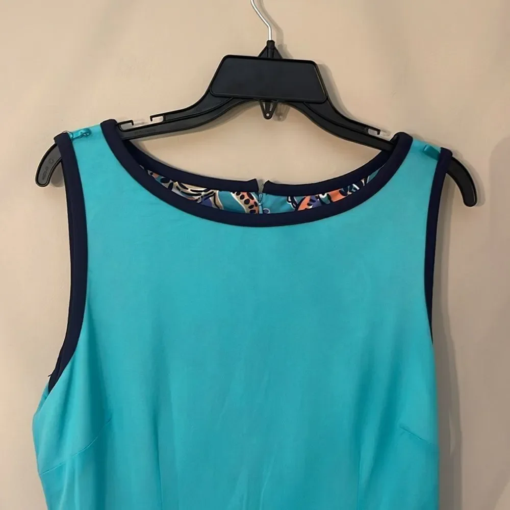 LILLY PULITZER Francesca Aqua Bait & Switch Sleeveless Sheath Dress Size XL