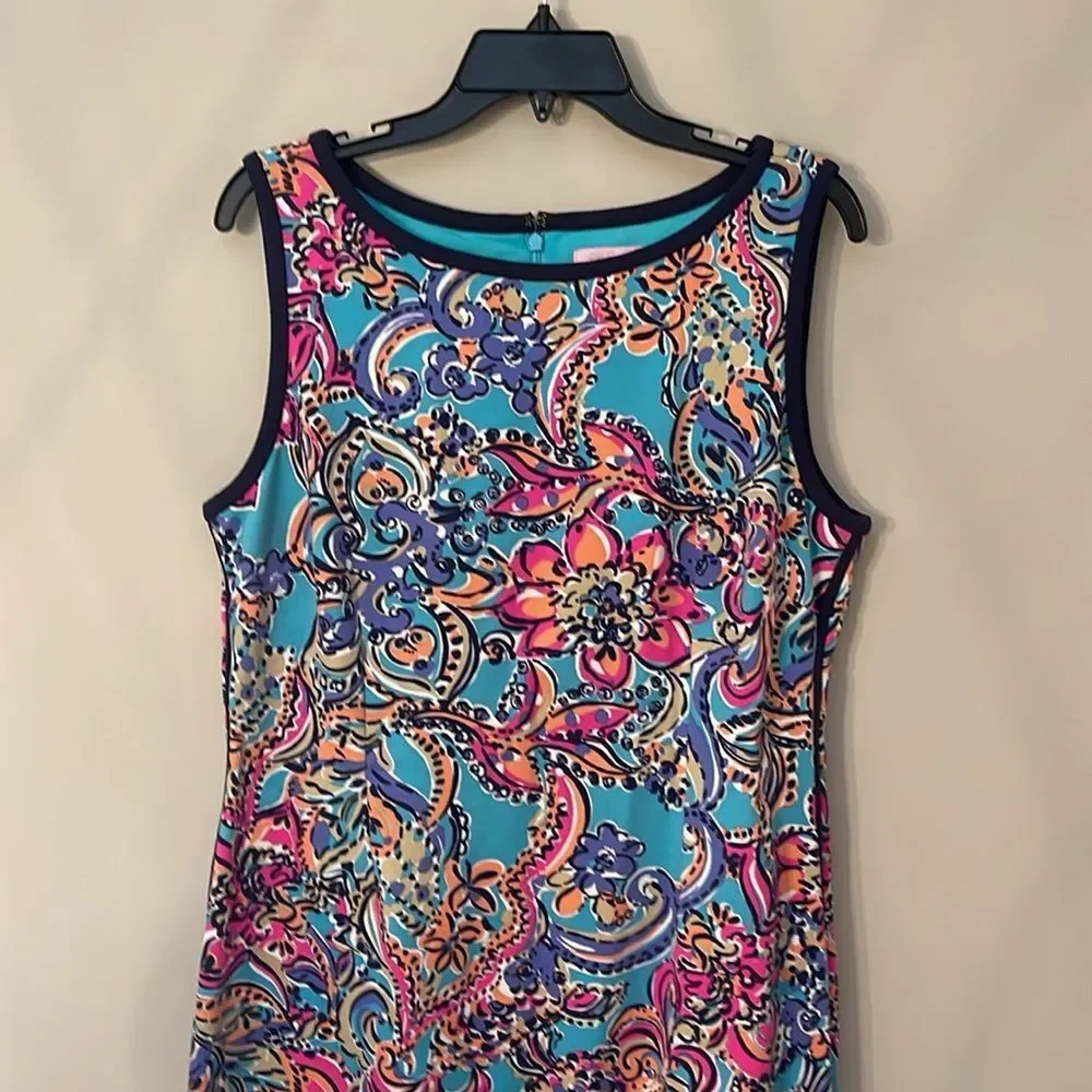 LILLY PULITZER Francesca Aqua Bait & Switch Sleeveless Sheath Dress Size XL