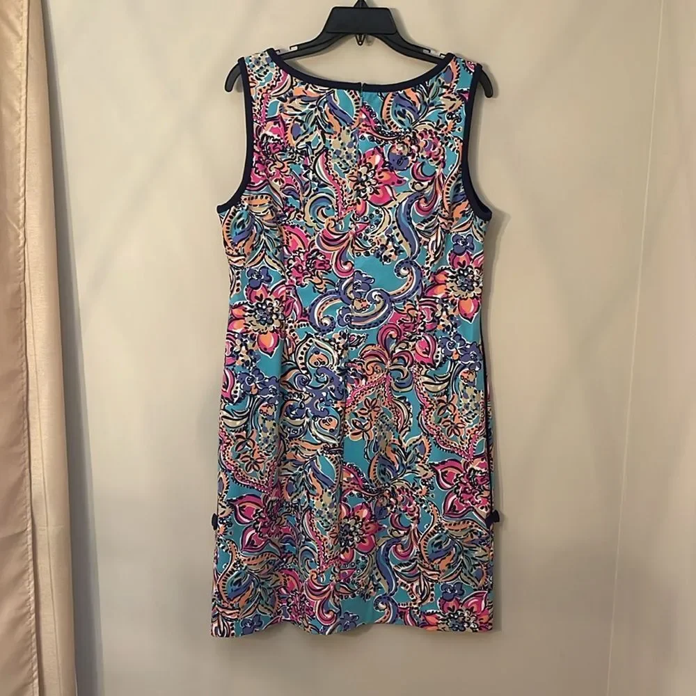 LILLY PULITZER Francesca Aqua Bait & Switch Sleeveless Sheath Dress Size XL