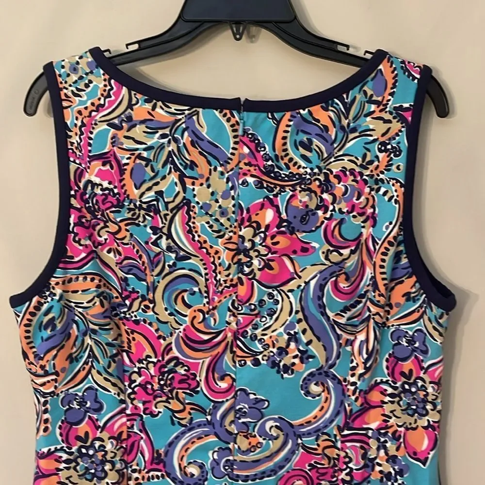 LILLY PULITZER Francesca Aqua Bait & Switch Sleeveless Sheath Dress Size XL