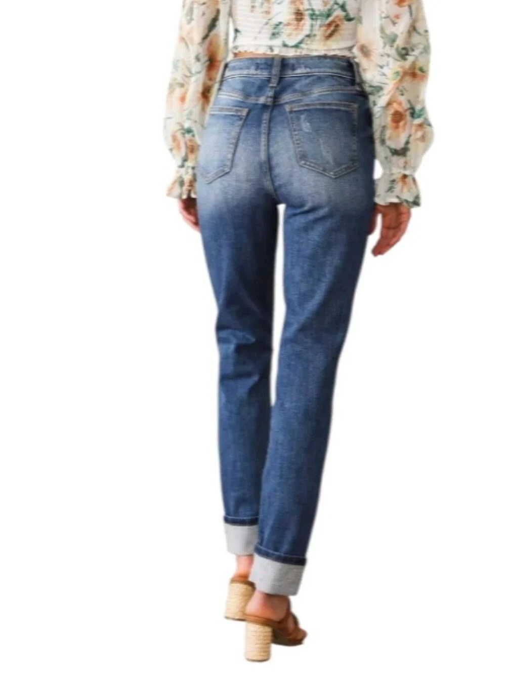 Willow & Root The Mom Fit High-Rise Straight Distressed Jeans