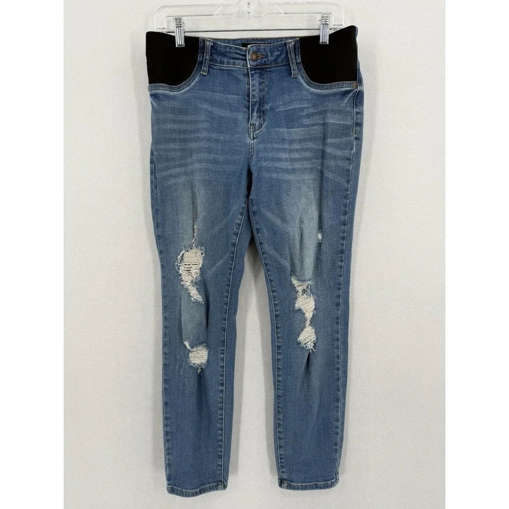 Judy Blue Maternity‎ Jeans Size 7/28 Boyfriend Fit Distressed Stretch JB9802