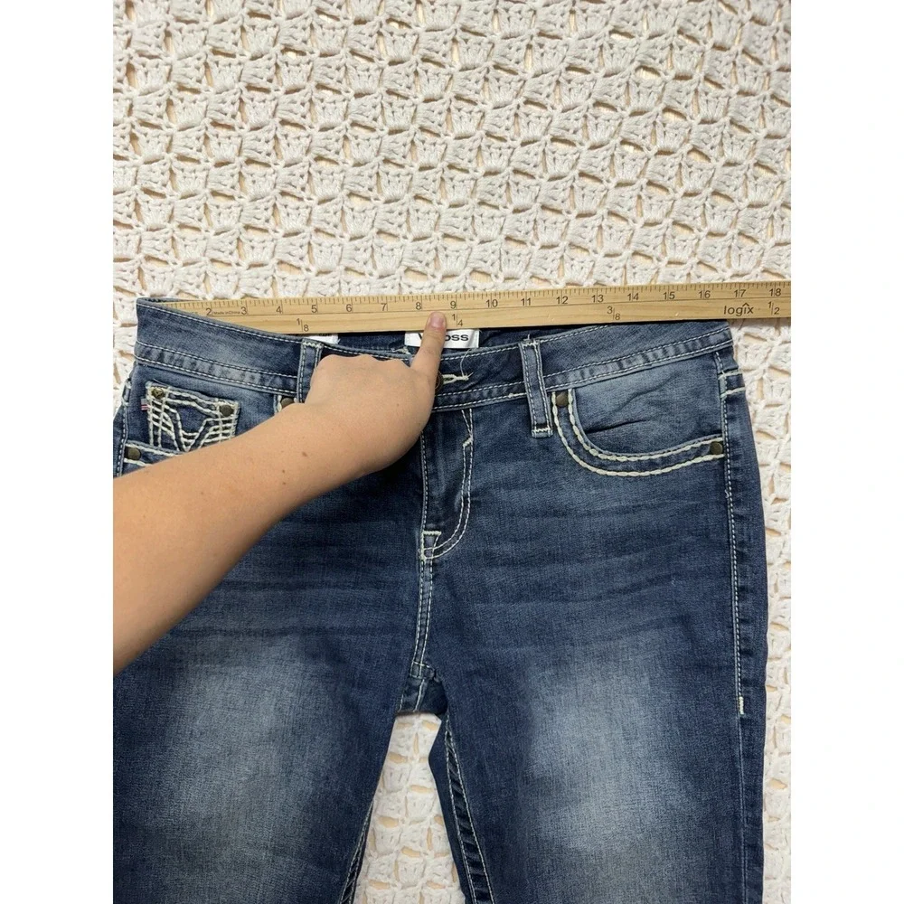 Vigoss Capri Jeans Women Sz 10 W33 L22 Blue Denim  Embroidery Pockets