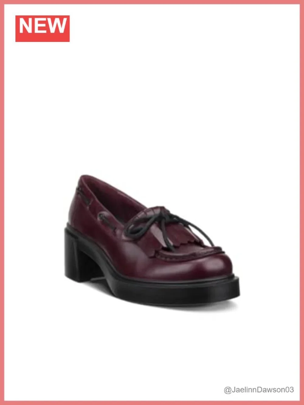 ECCO Seoul 45mm Leather Tassel Loafer Block Heel Slip-On Comfort