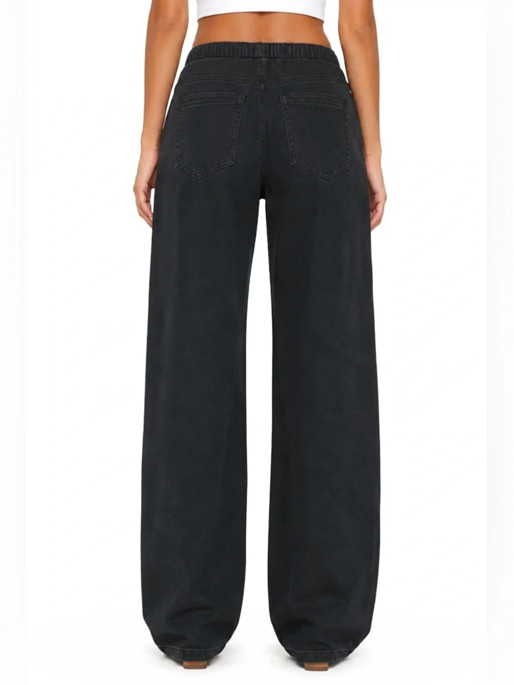 NWT No Boundaries Black Wide Leg Grommet Drawstring Jeans