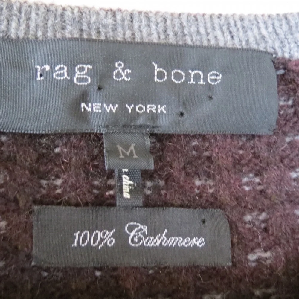 rag & bone Women's Crewneck Sweater in Dark Plum with Light Gray Pattern