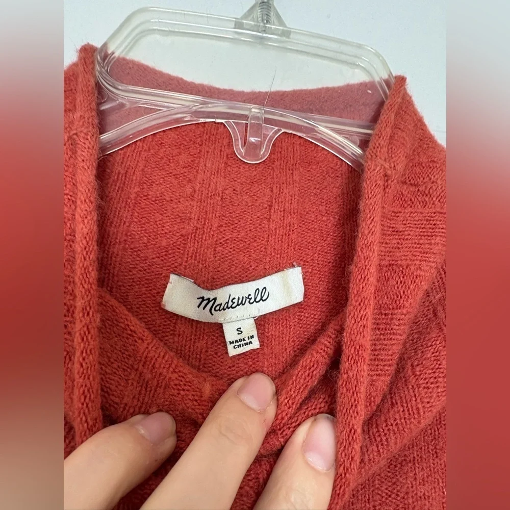 Madewell Ribbed Mock Neck Soft Roll Neck Sweater Burnt Orange Small Cozy Autumn