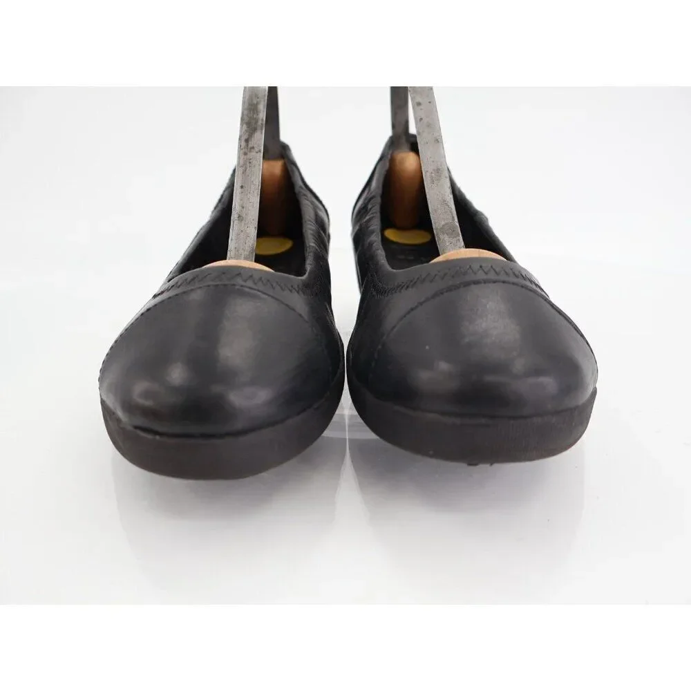 Fitflop Women F-Pop Ballet Flat Size 5 Slip On Toning Ballet Shoe Black Leather
