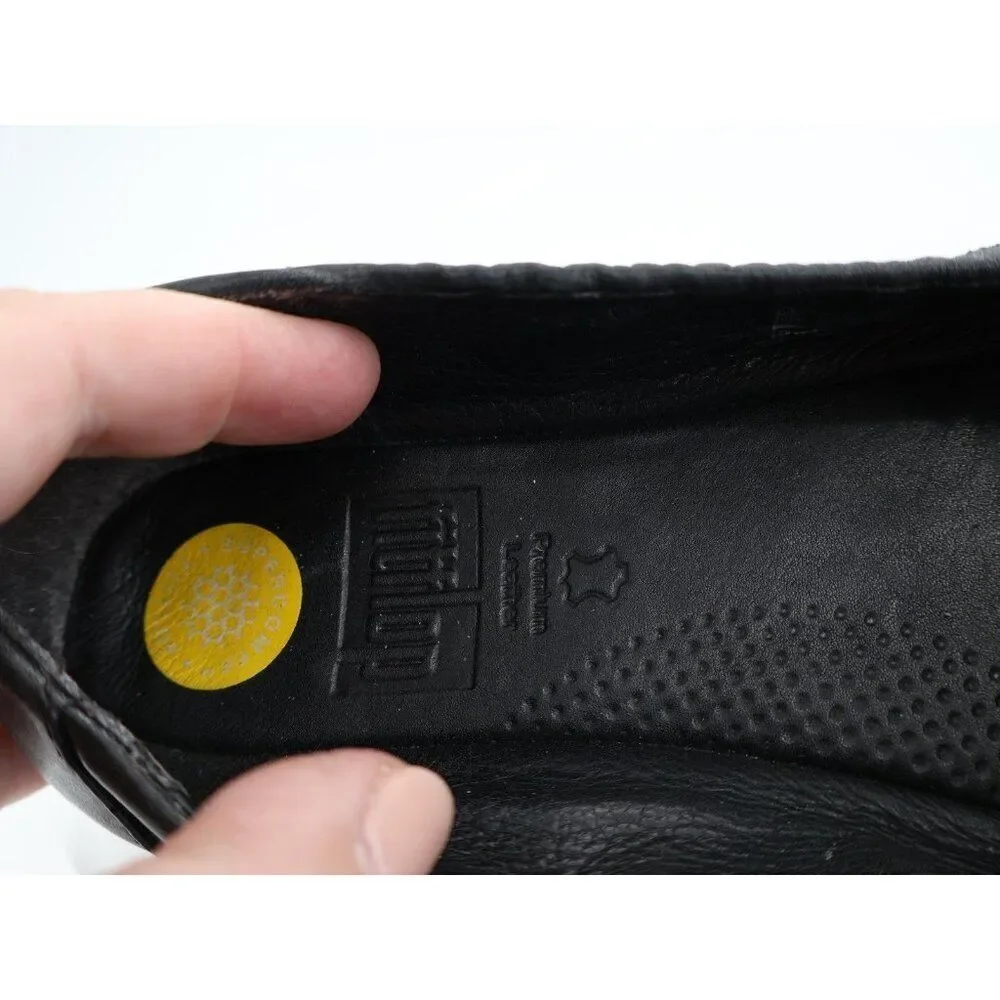 Fitflop Women F-Pop Ballet Flat Size 5 Slip On Toning Ballet Shoe Black Leather