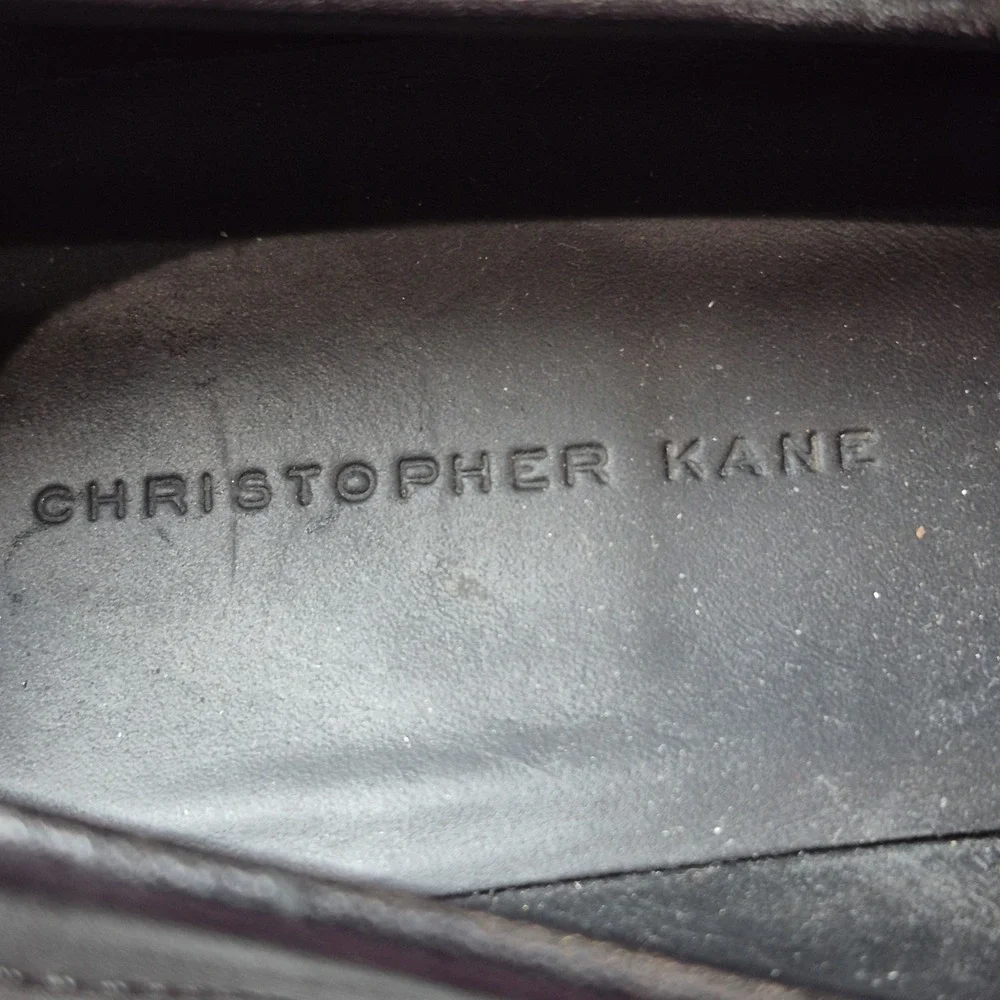 Christopher Kane Womens 8.5‎ EU 39.5 Black Leather Loafers Slip On Italy