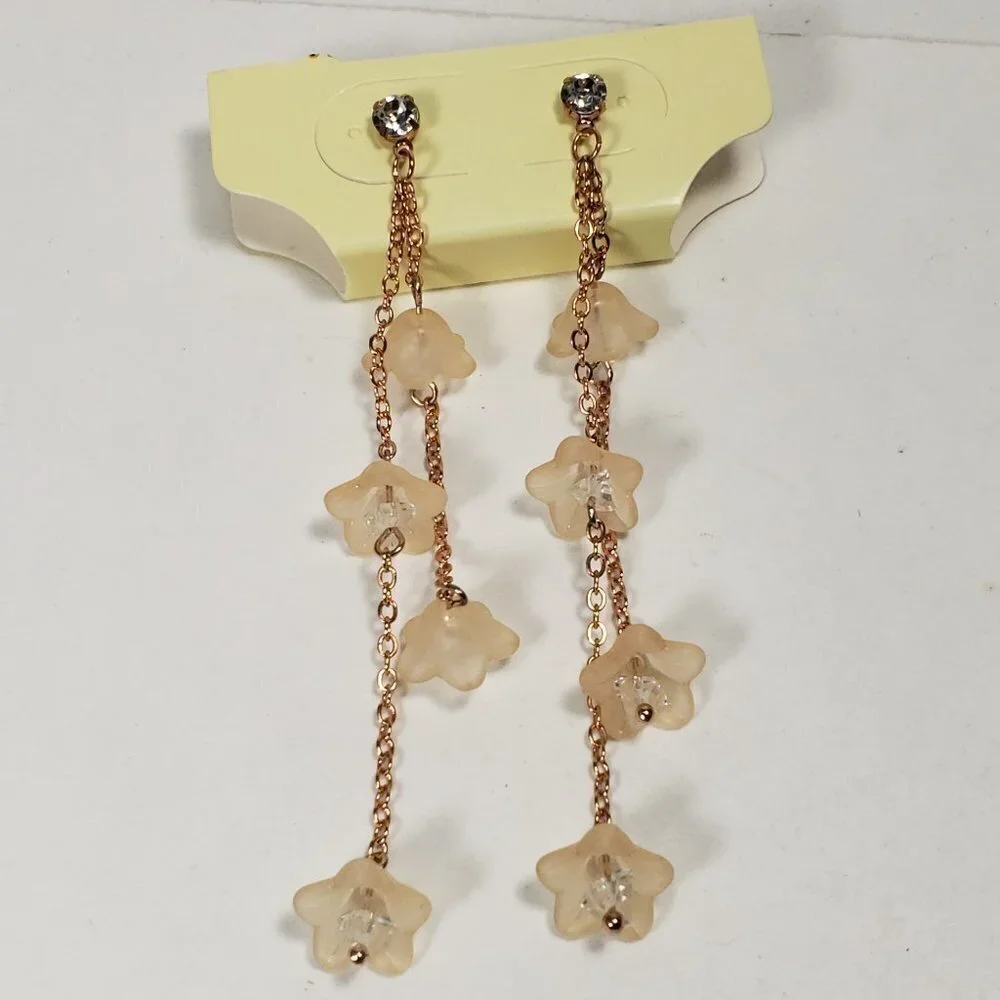Rose Gold tone & Cream color Flower Crystal 3.5