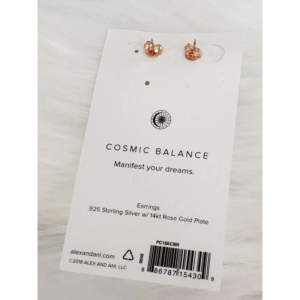Alex And Ani Cosmic Balance Celestial Disc Stud Earrings 14k Rose Gold Plated