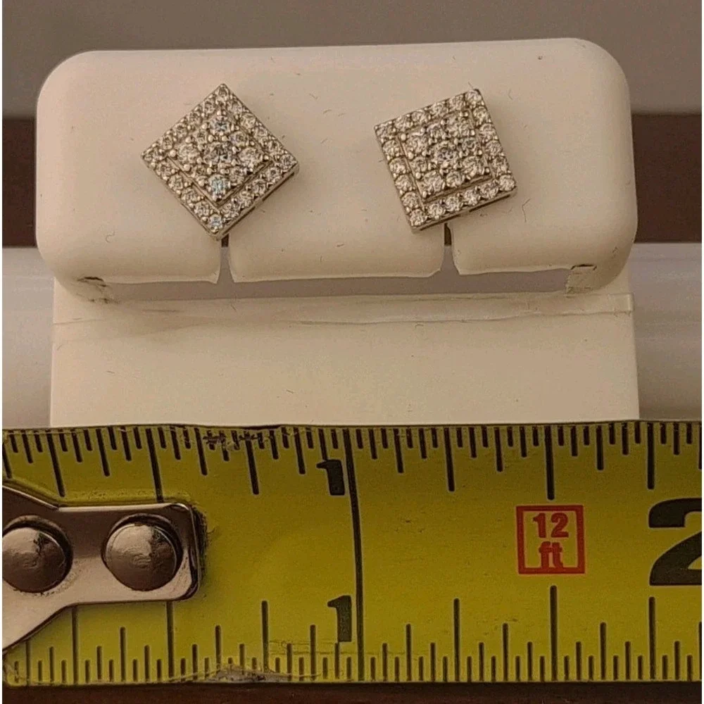Moissanite 925 Square Pave Set‎ Stud Earrings 1.0CT VVS D 114556 ZE0530