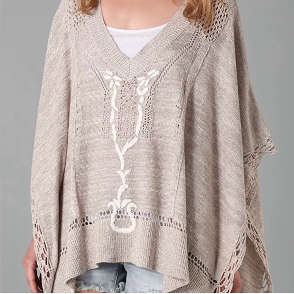 Free People Precious Pointelle Poncho Size Small