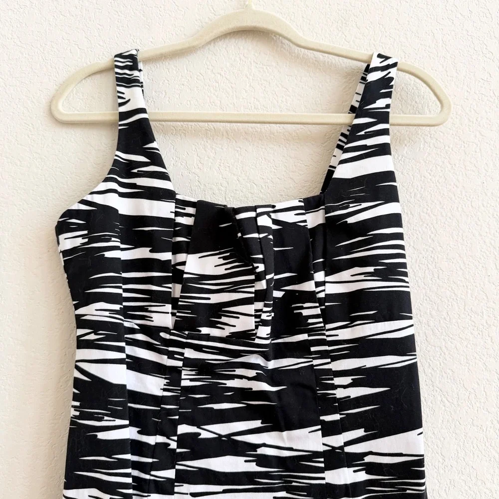 Calvin Klein Womens Black White‎ Abstract Brushstroke Sheath Dress Size 6
