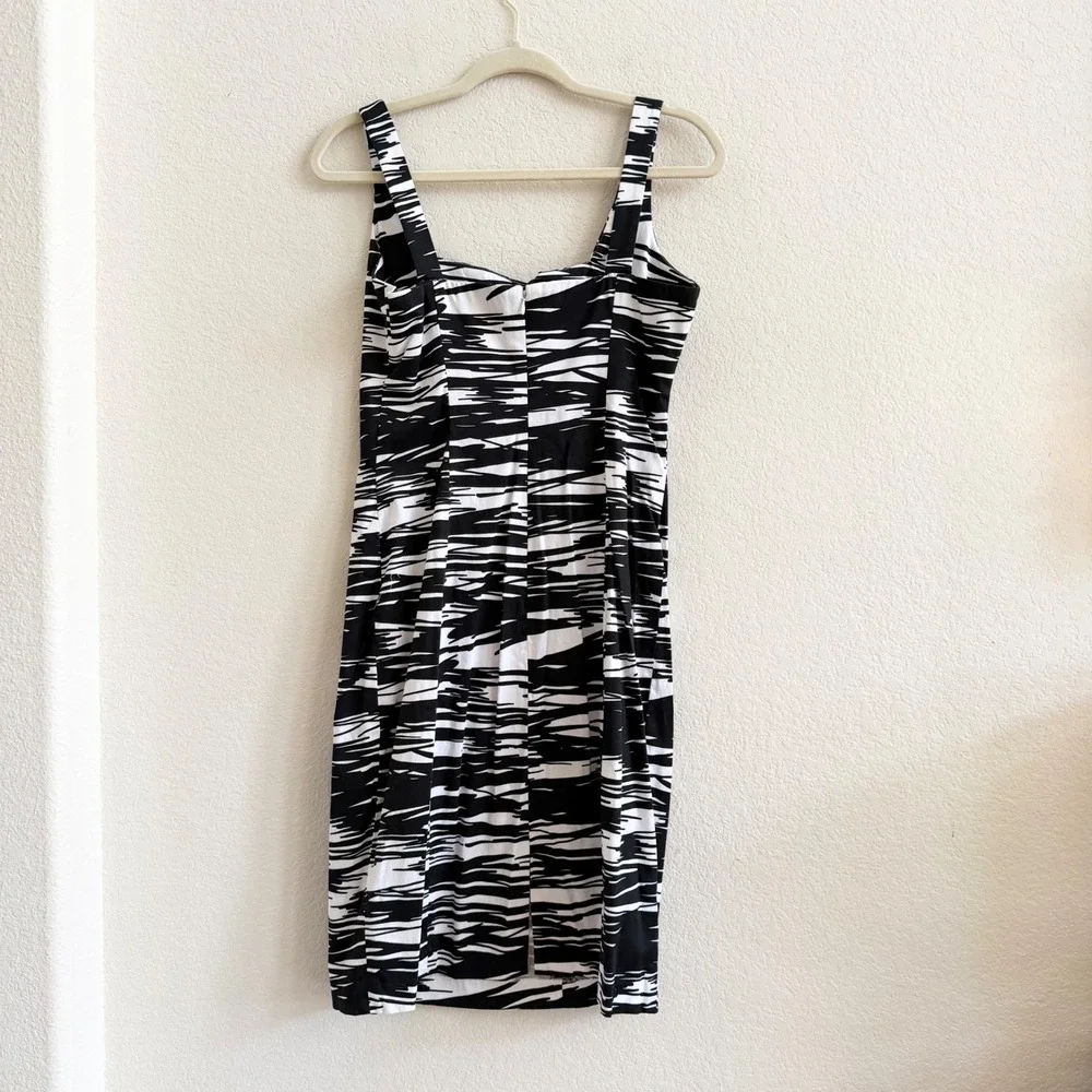 Calvin Klein Womens Black White‎ Abstract Brushstroke Sheath Dress Size 6