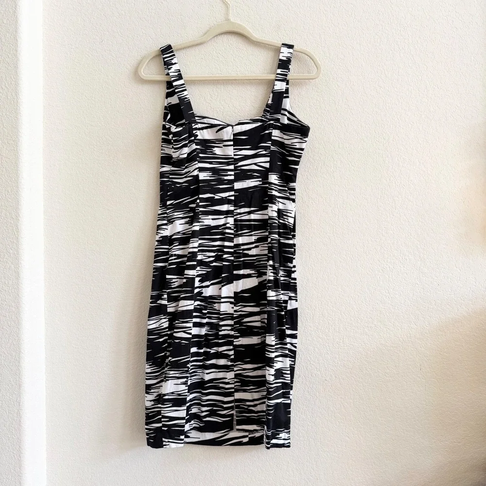 Calvin Klein Womens Black White‎ Abstract Brushstroke Sheath Dress Size 6