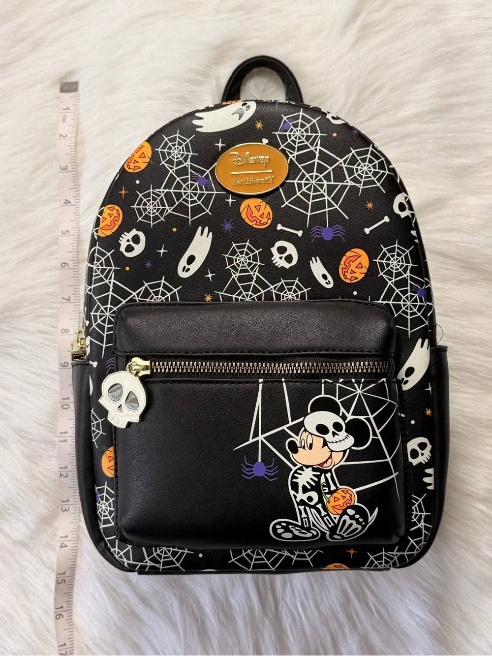 Disney Black Halloween Mickey Mini Backpack with Orange Accents- NWT