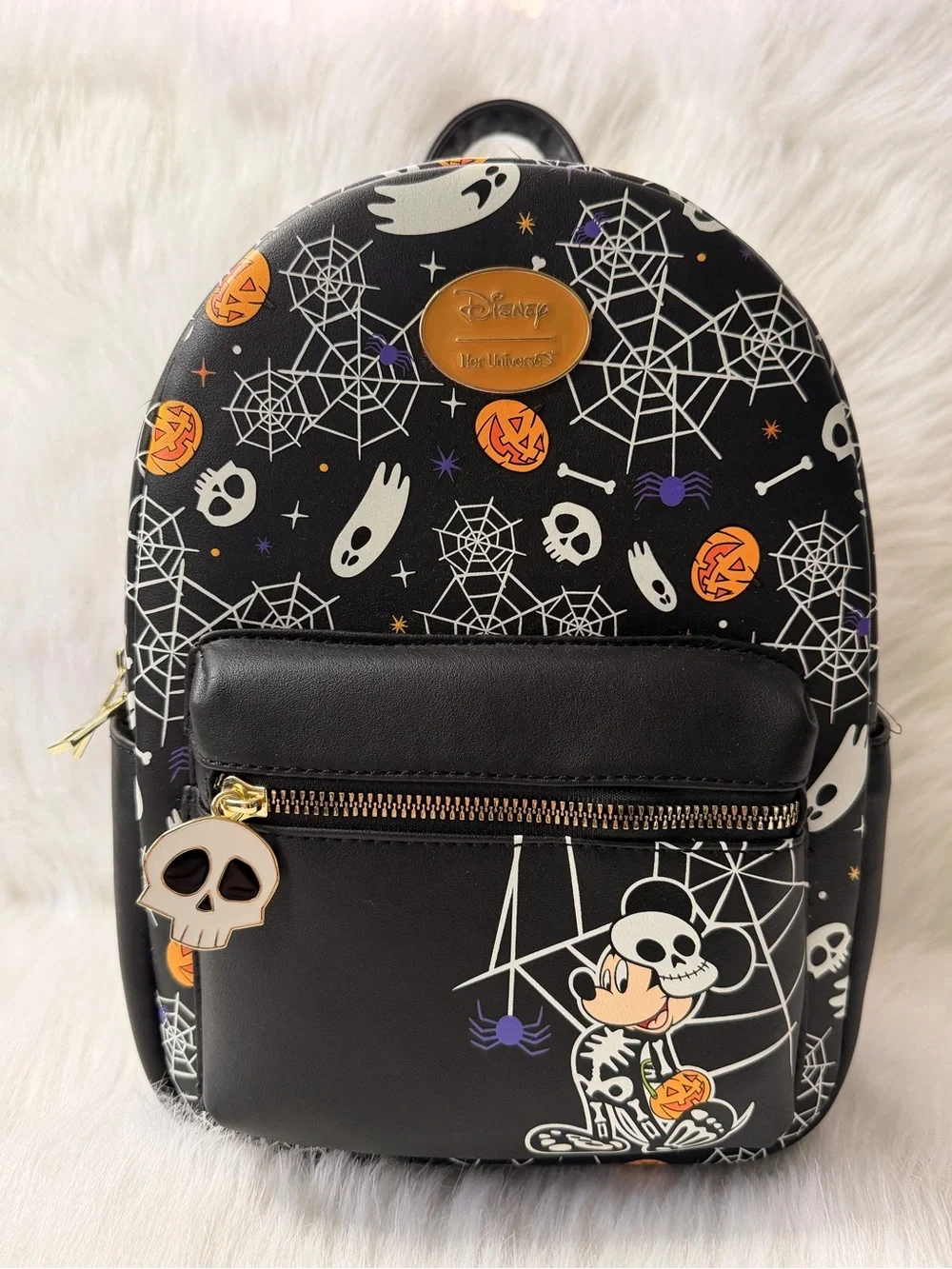 Disney Black Halloween Mickey Mini Backpack with Orange Accents- NWT
