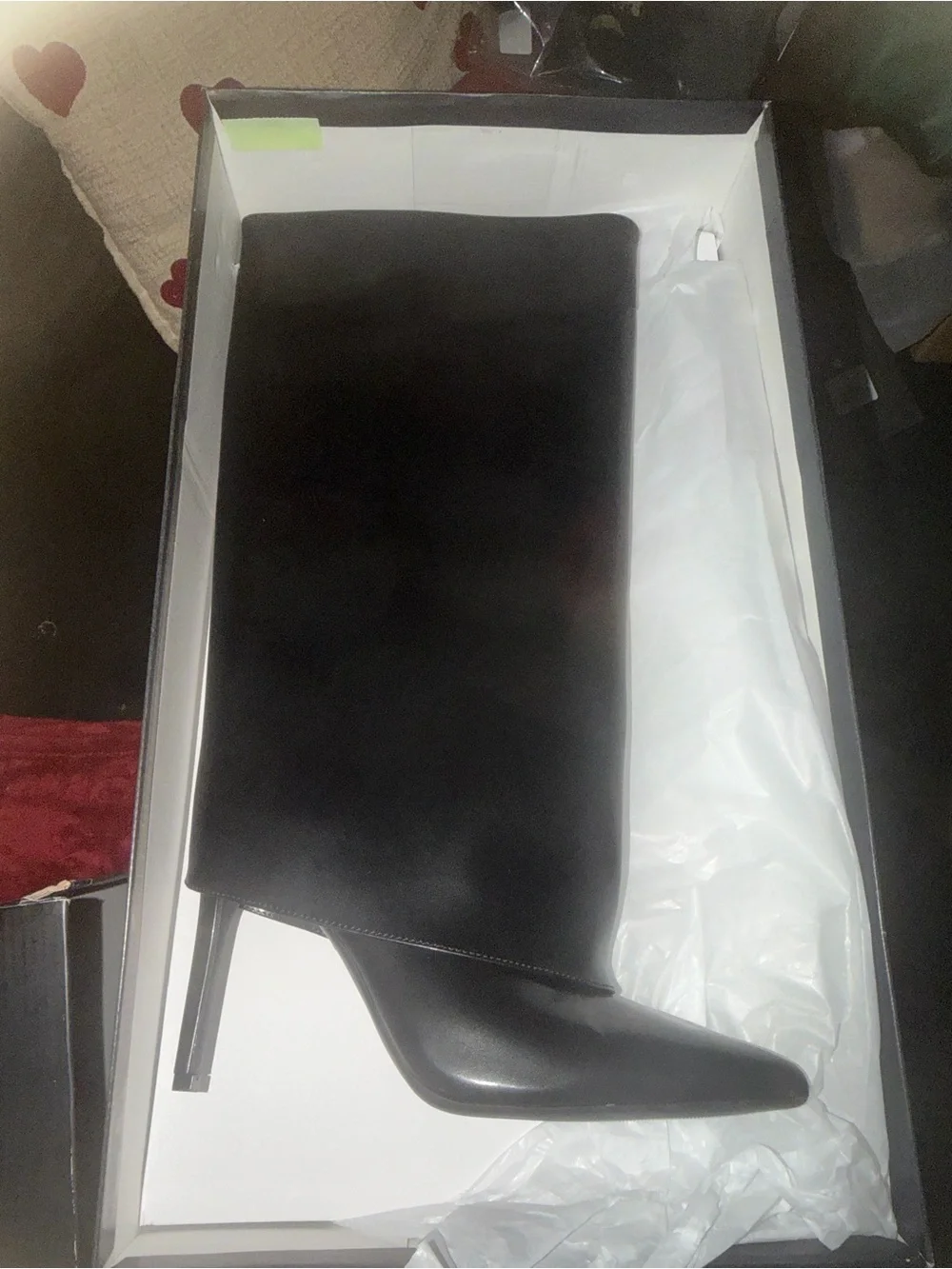 INC International Concepts Black Over-the-Knee Folded Cuff Stiletto Boots