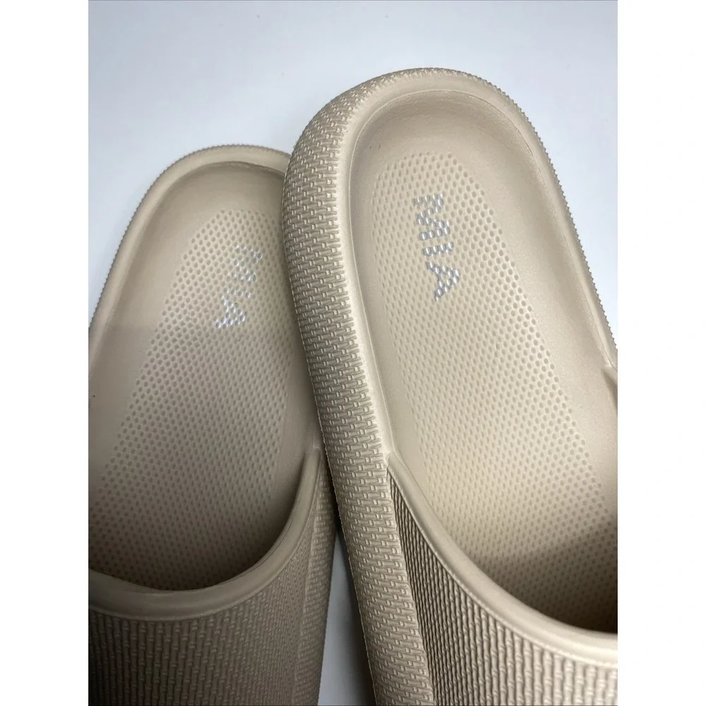 MIA Lexa Womens 8 Beige Faux Leather Summer Strappy Slides Sandals‎ Flat