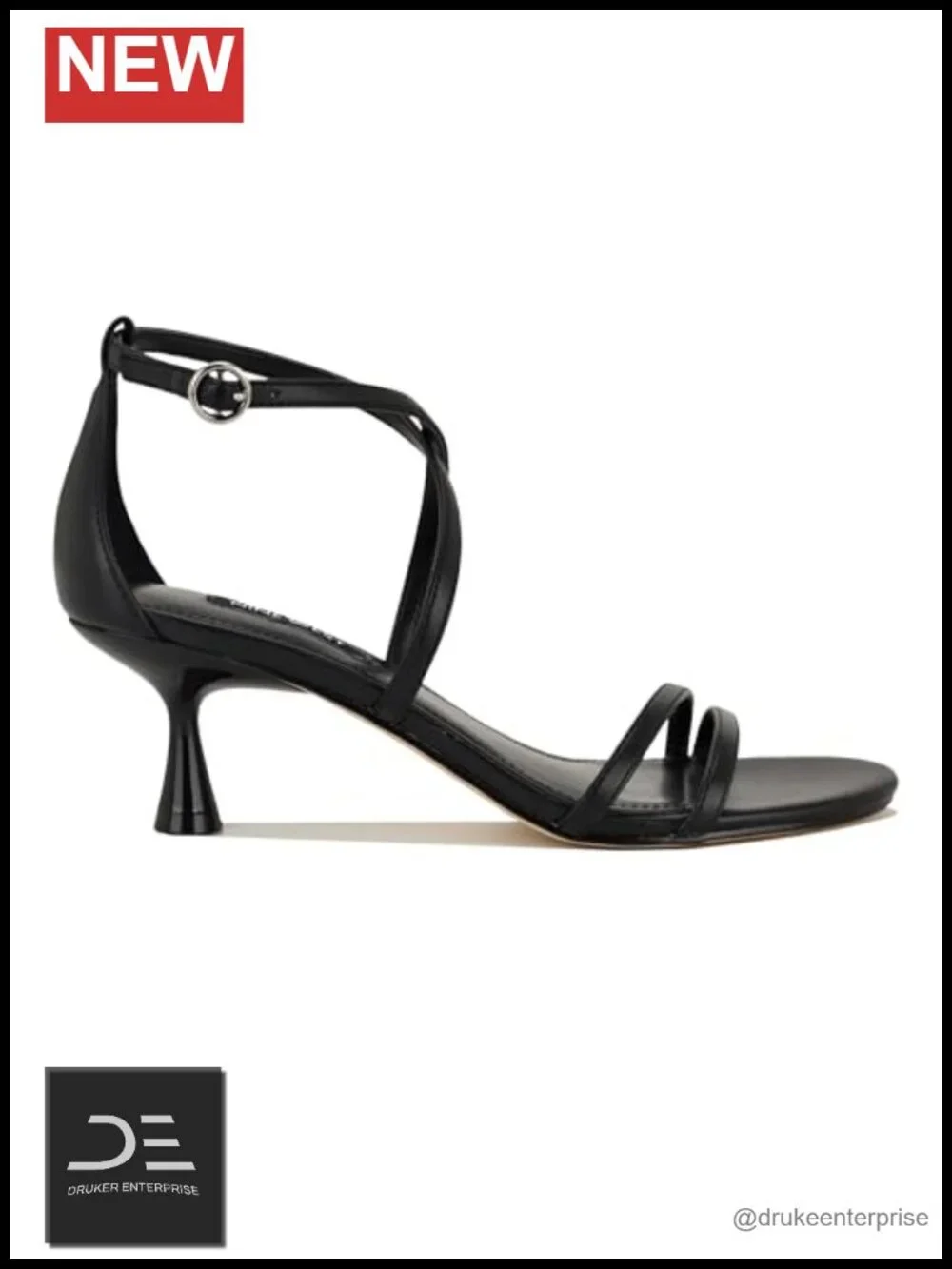 Nine West Jettie Faux Leather Strappy Kitten Heel Sandals w/ Ankle Strap, Open