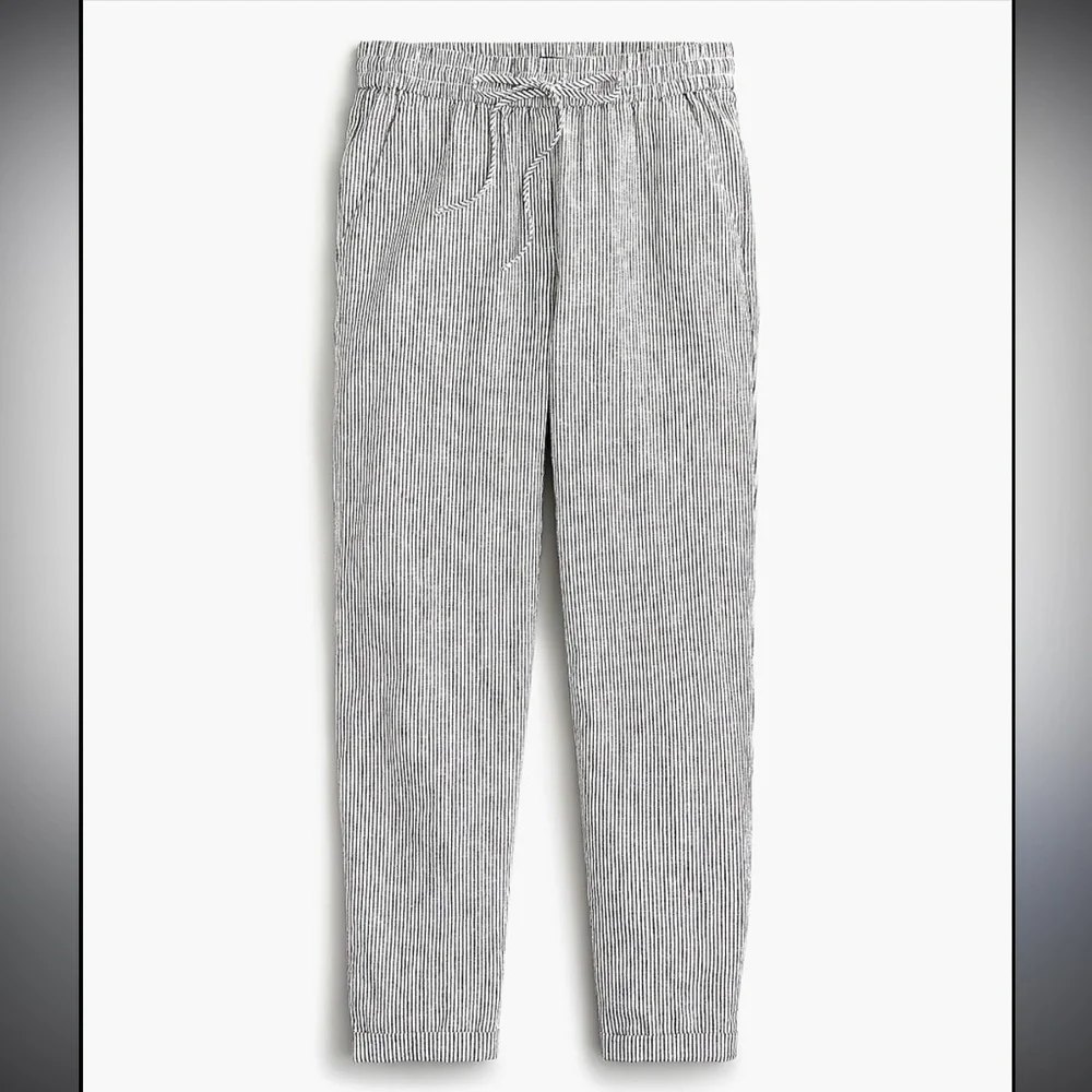 J Crew Linen/Cotton Drawstring Stripe Pants
