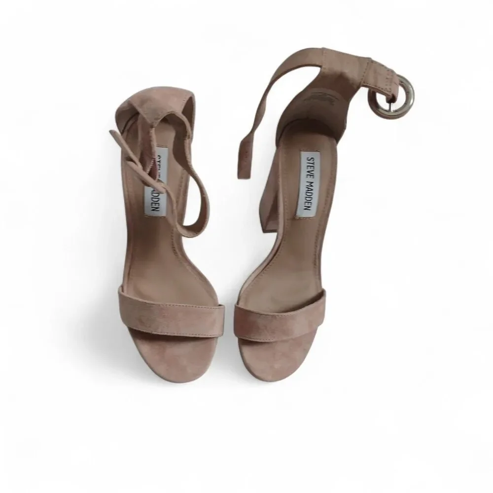 Steve Madden Women’s Nude Ankle Strap Block Heel Sandals Size 5 M Open Toe