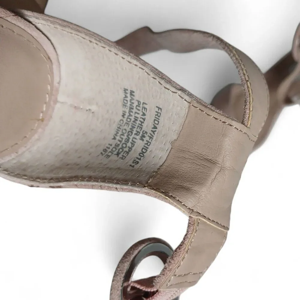 Steve Madden Women’s Nude Ankle Strap Block Heel Sandals Size 5 M Open Toe