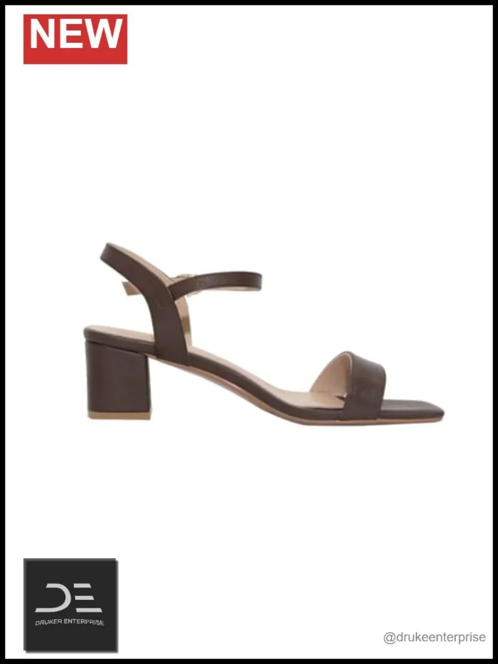 Women's 2 Inch Block Heel Leather Ankle Strap Sandals Square Toe