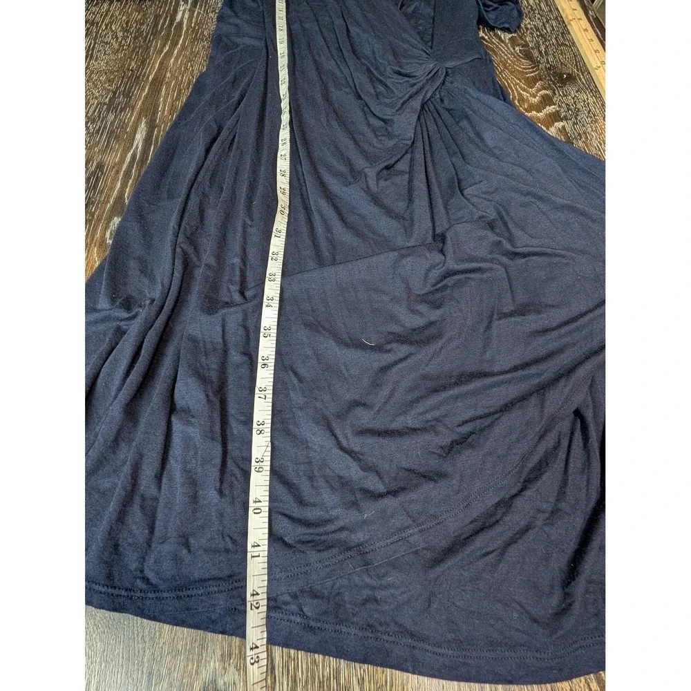 Karen Kane Navy Blue Wrap Midi Dress Women’s XL 3/4 Sleeve Ruched