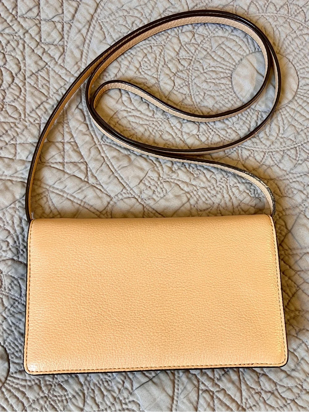 Coach Pebbled Leather Crossbody in Beige with Gold Hardware