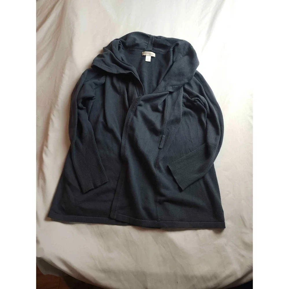 Christopher & Banks Cardigan Sweater Womens XL Blue Open Front Hooded Casual Coa