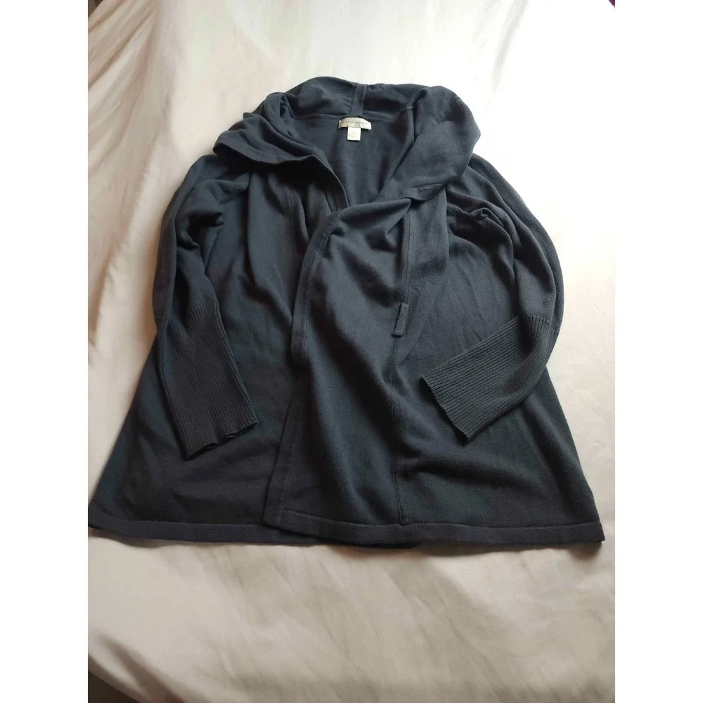 Christopher & Banks Cardigan Sweater Womens XL Blue Open Front Hooded Casual Coa