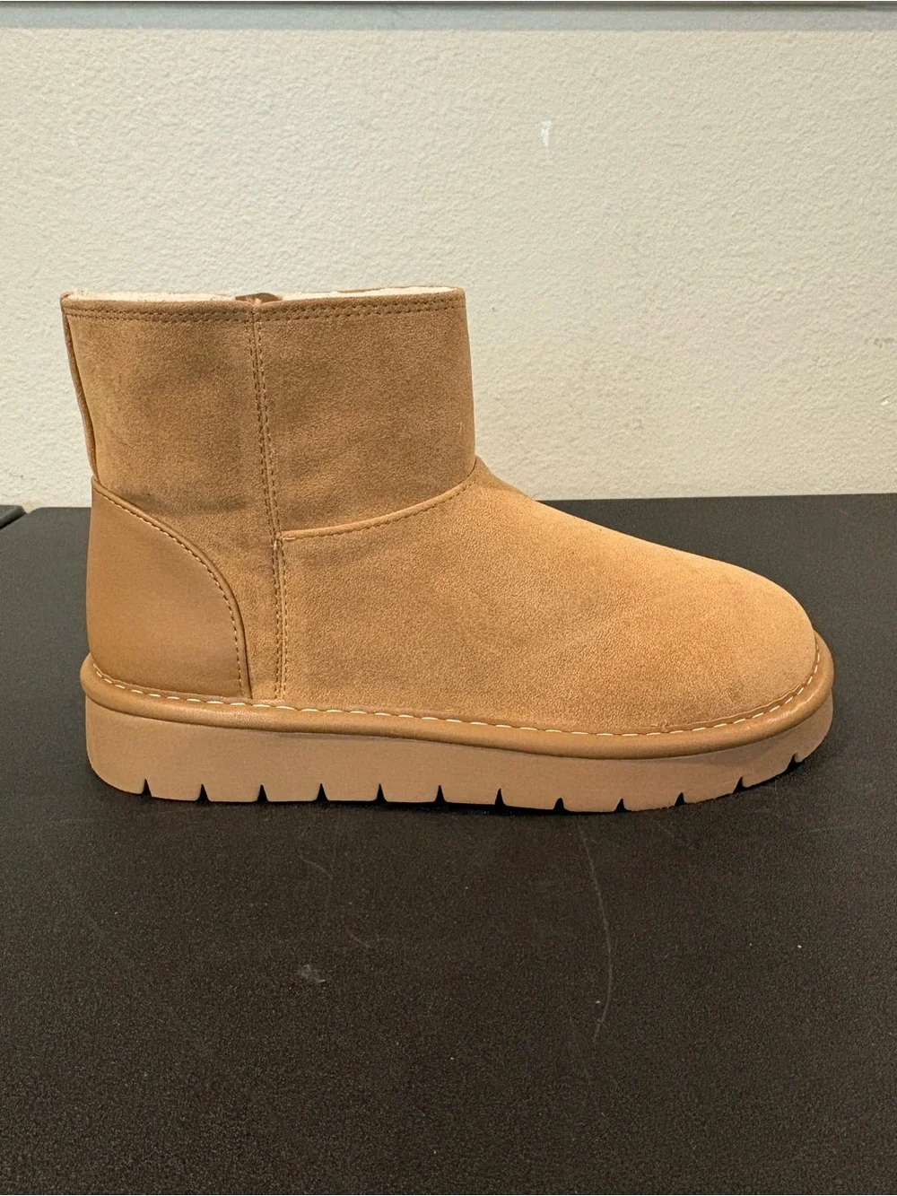 Cat & Jack Girls Honor Faux Suede Style Fur Lined Boots Cognac Toddler Youth 1Y