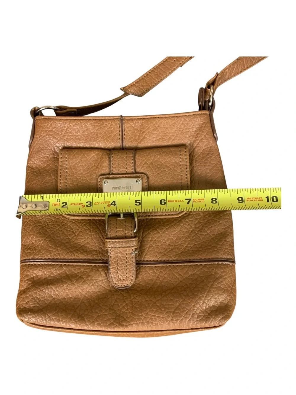 Nine West Tan Faux Leather Crossbody‎ Bag Adjustable Strap Travel Errands