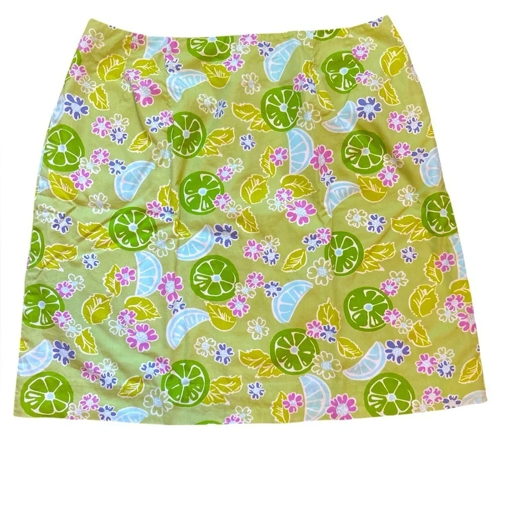 Lilly Pulitzer Guava Lime Twist Cotton Blend Skirt 10 - Retired Print