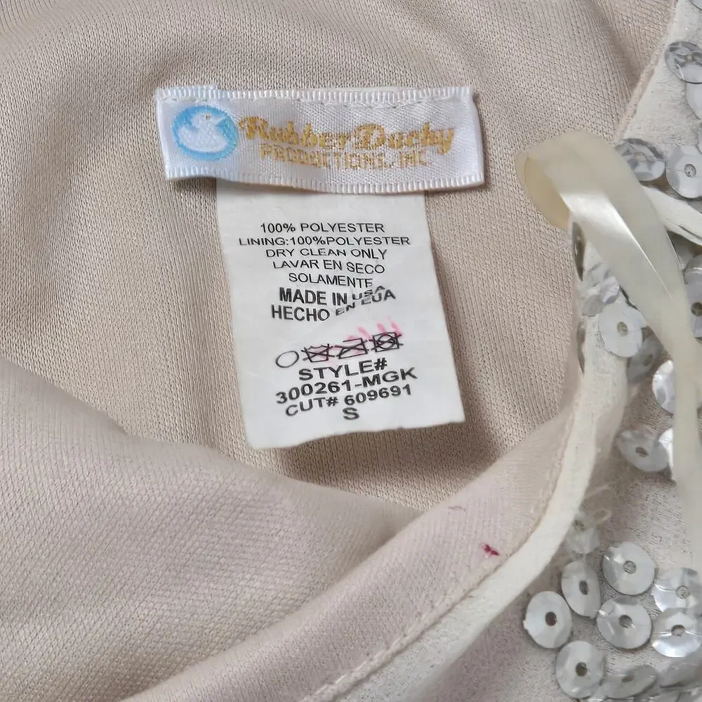Rubber Ducky asymetrical skirt Small White with silver sequins