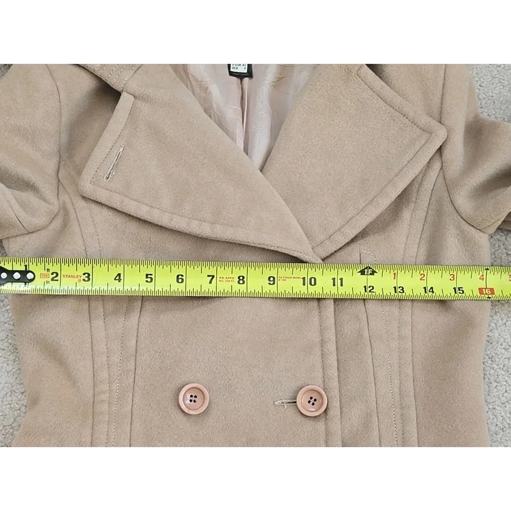 Mango MNG Beige Wool Blend Long Sleeve Double Breasted Trench Coat‎ Jacket S